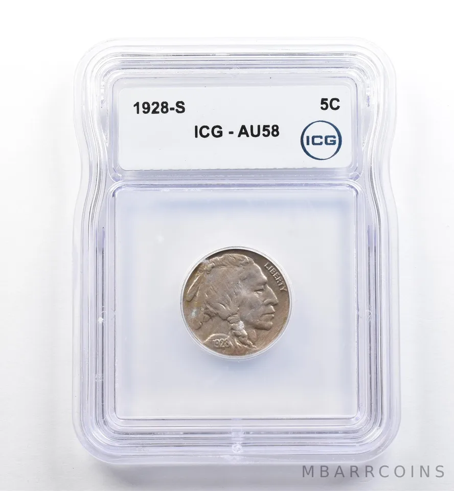 1928-S Indian Head Buffalo Nickel AU58 ICG *9974