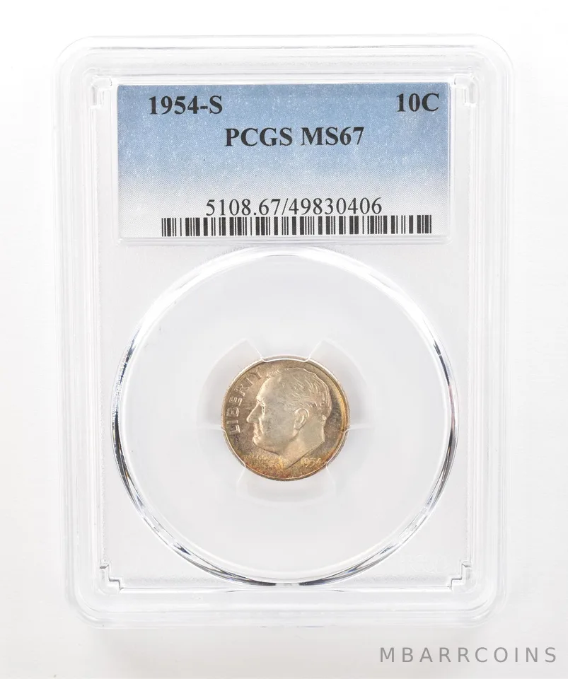 1954-S Roosevelt Dime MS67 PCGS Beautiful Tone a5216