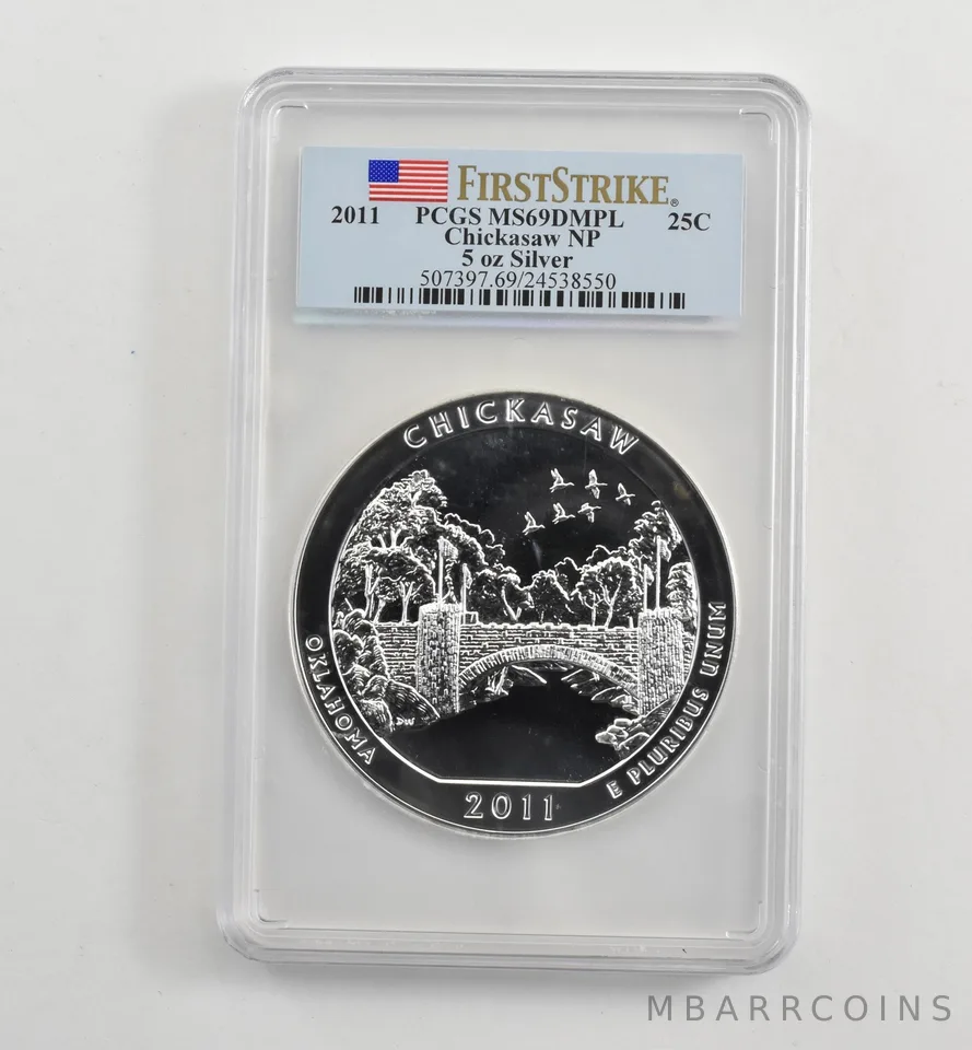 2011 5 Oz Silver Quarter America The Beautiful Chickasaw MS69 DMPL PCGS *1729