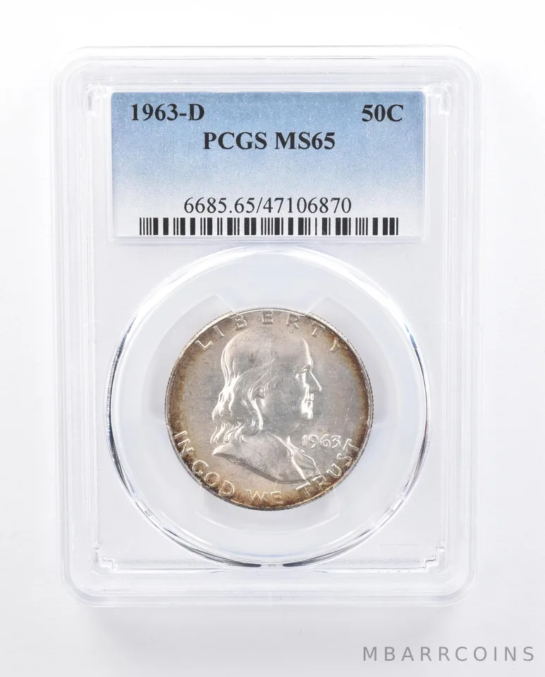 1963-D Franklin Half Dollar MS65 PCGS Crusty Original Tone *4527