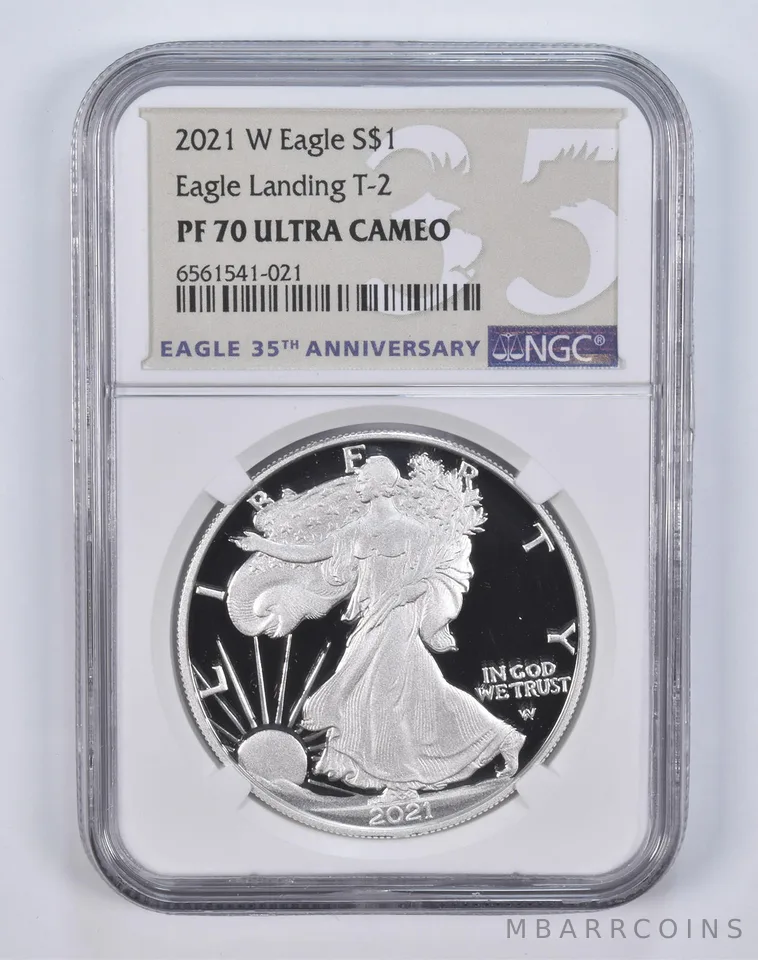 2021-W Silver Eagle Type 2 35th Anniv. PF70 UCAM NGC Special Lbl
