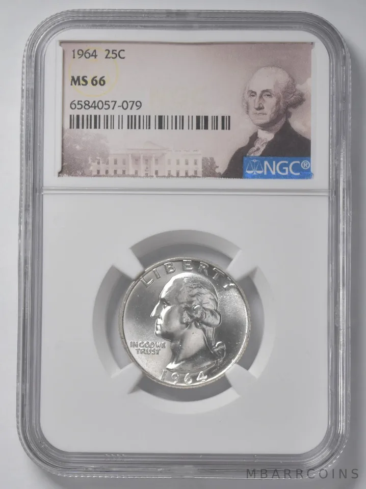1964 Washington Quarter MS66 NGC - Special Lbl - 90% Silver