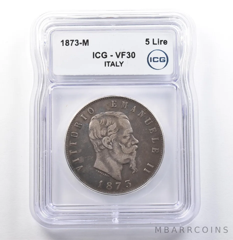 1873 M Italy 5 Lire VF30 ICG *9891