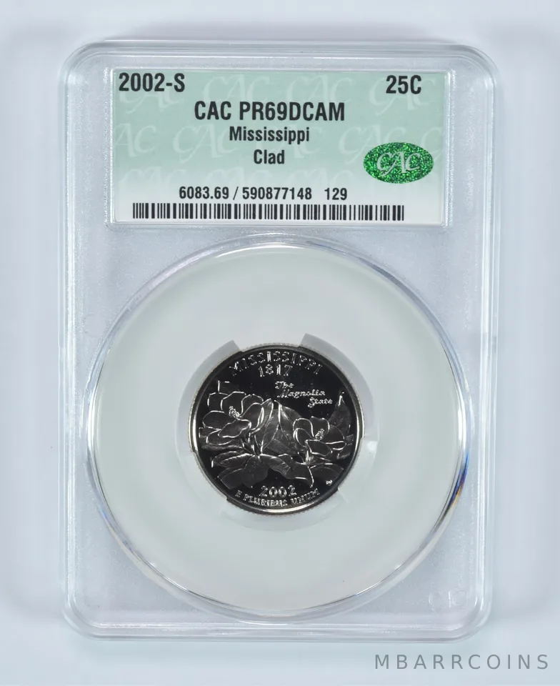 2002-S State Quarter Mississippi Clad PR69 DCAM CAC CACg