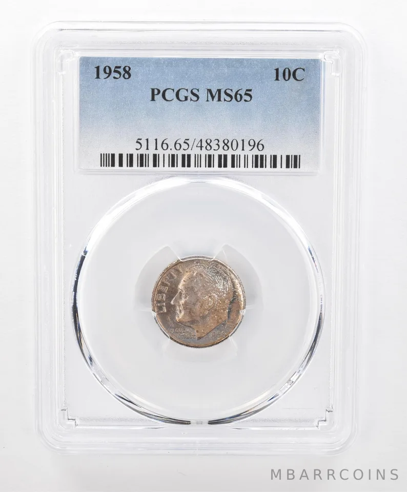 1958 Roosevelt Dime MS65 PCGS Beautiful Tone *2747
