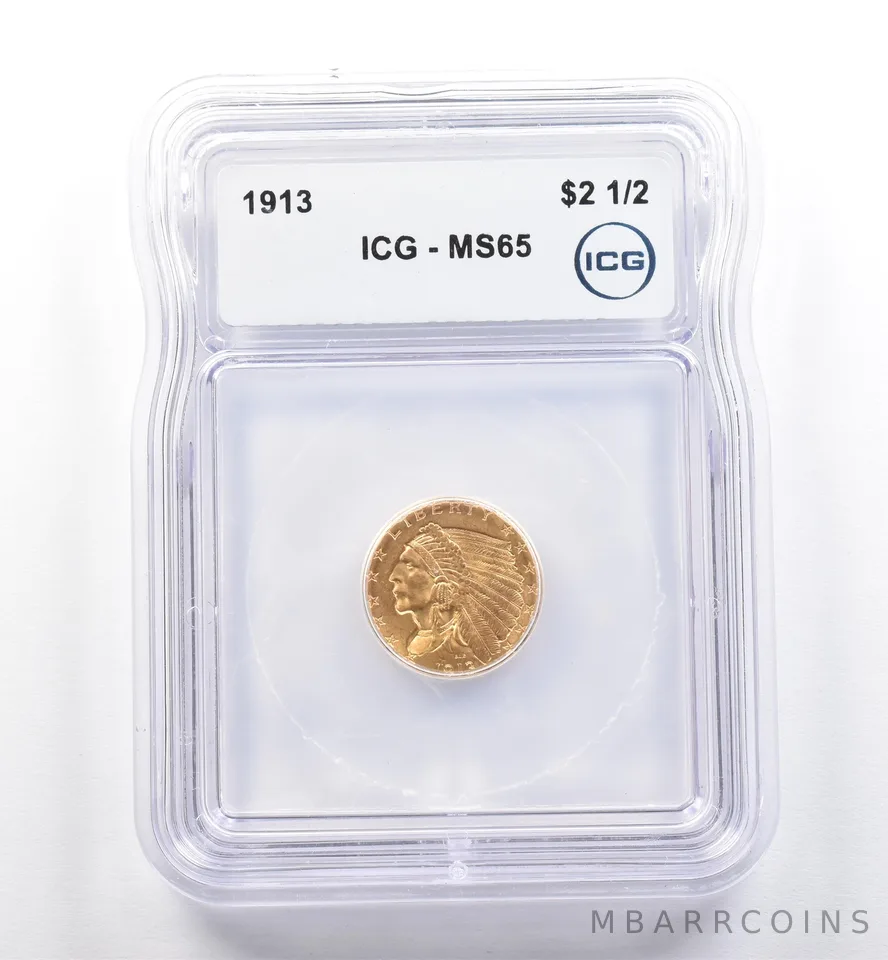 1913 $2.50 Indian Head Gold Quarter Eagle MS65 ICG *0280