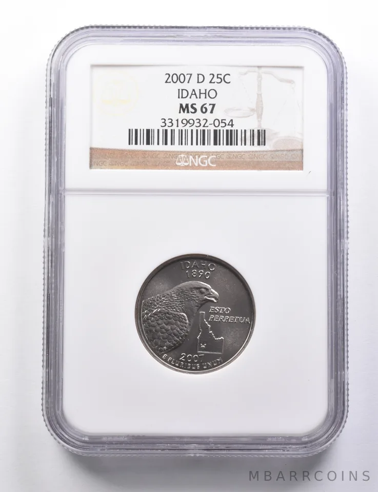 MS67 2007-D Washington State Quarter Idaho NGC *5787