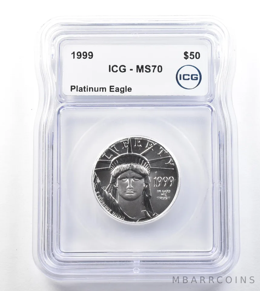 1999 $50 American Platinum Eagle 1/2 Oz Platinum MS70 ICG *3289