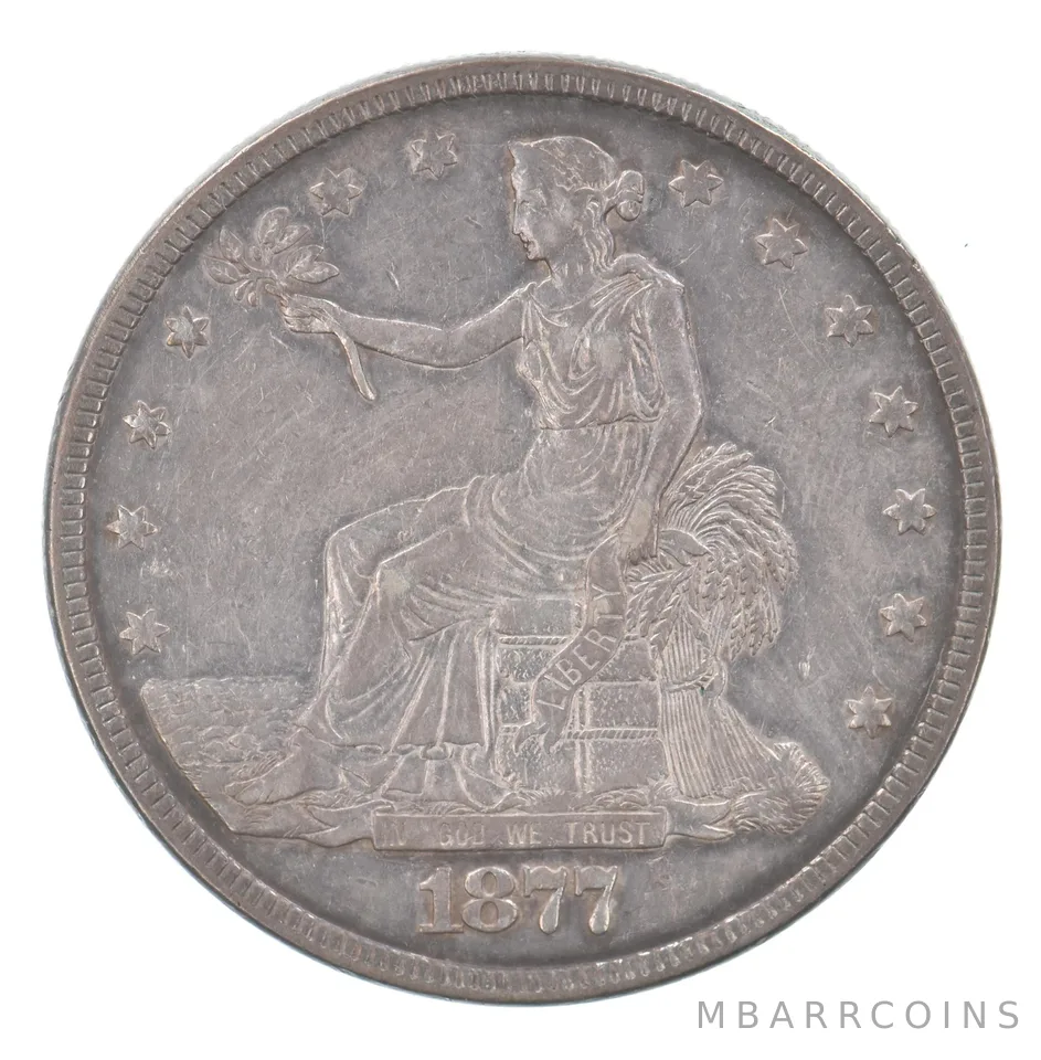 1877 Seated Liberty Trade Dollar Beautiful Tone *3649