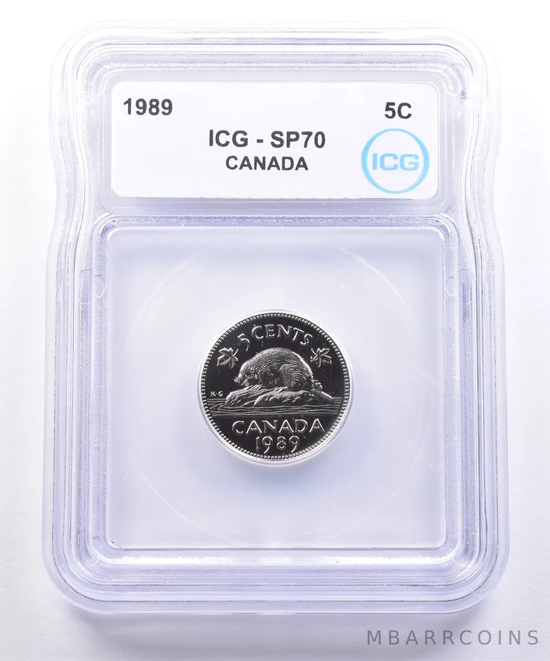 1989 Canada 5 Cents Beaver SP70 ICG