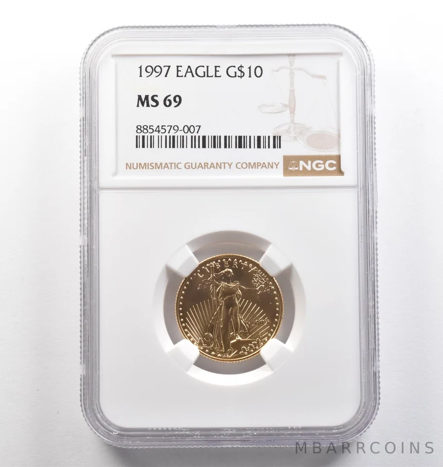 1997 $10 American Gold Eagle 1/4 Oz Gold MS69 NGC *4016