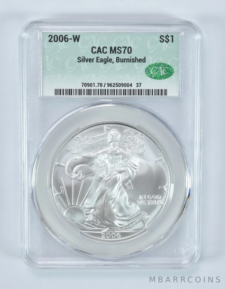 2006-W Burnished Silver Eagle MS70 CAC CACg