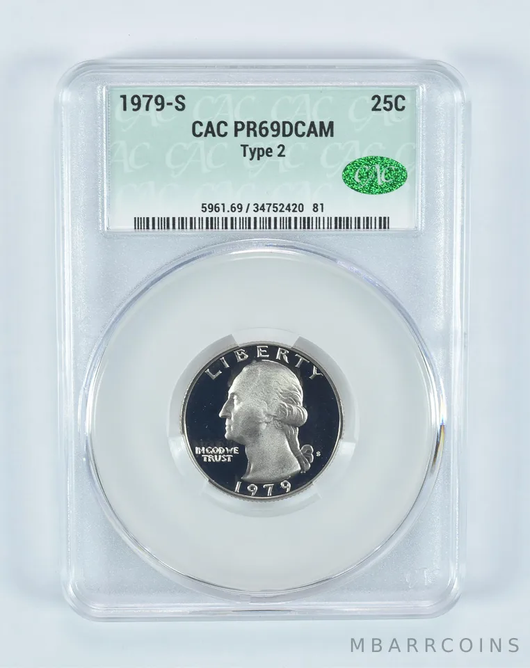 1979-S Washington Quarter Type 2 PR69 DCAM CAC CACg