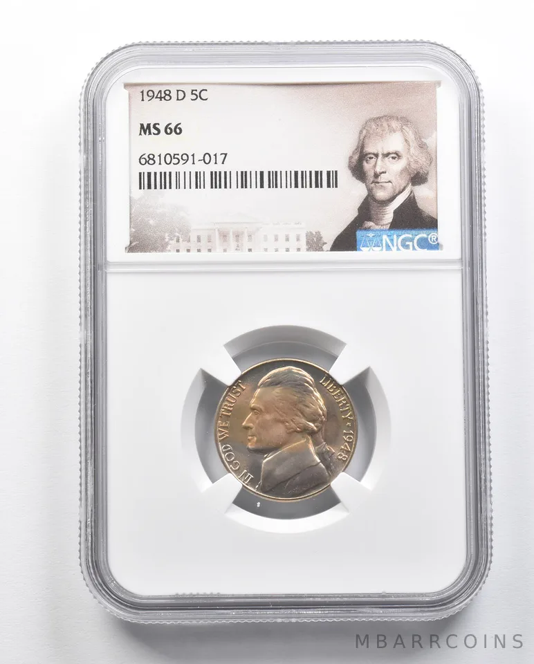 MS66 1948-D Jefferson Nickel NGC Great Color a3297