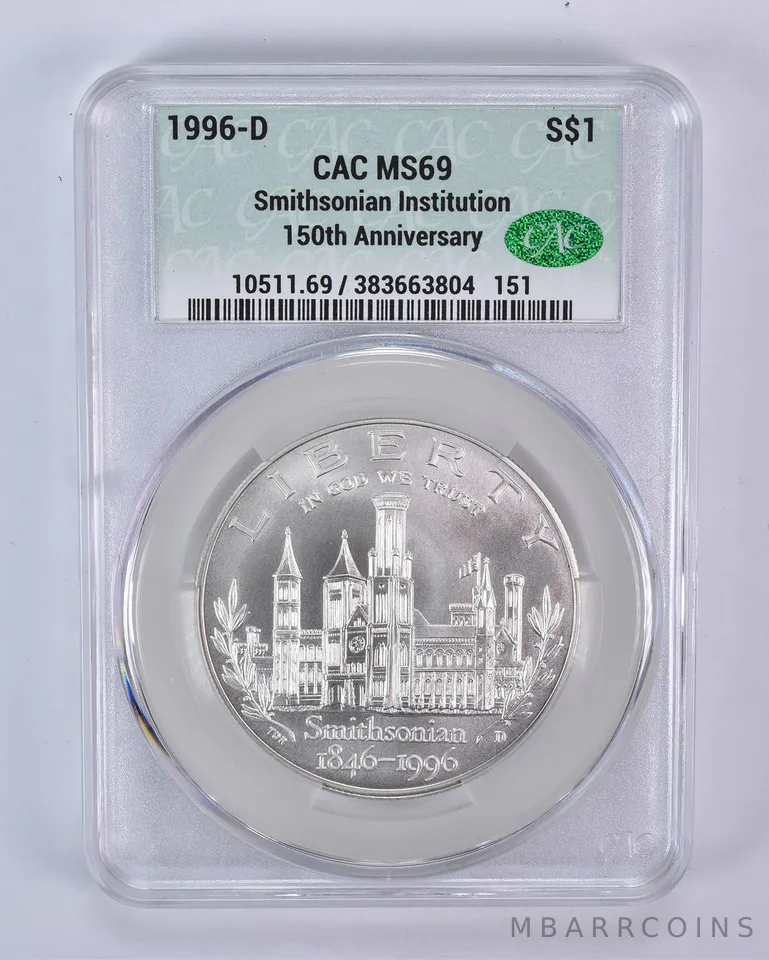 1996-D Smithsonian Commemorative Silver Dollar MS69 CAC CACg