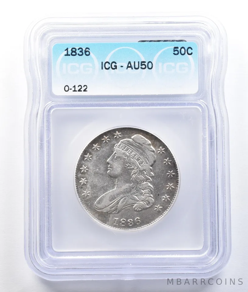 1836 Capped Bust Half Dollar O-122 AU50 ICG *1477