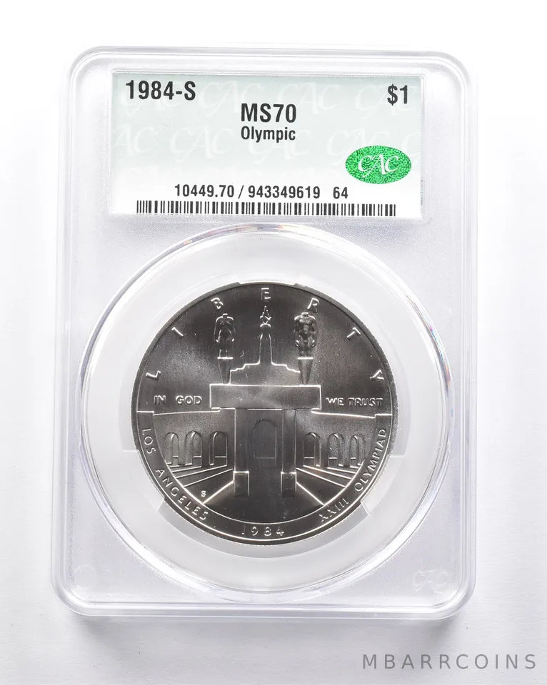 MS70 1984-S Olympic Coliseum Commemorative Dollar CAC CACG *6280