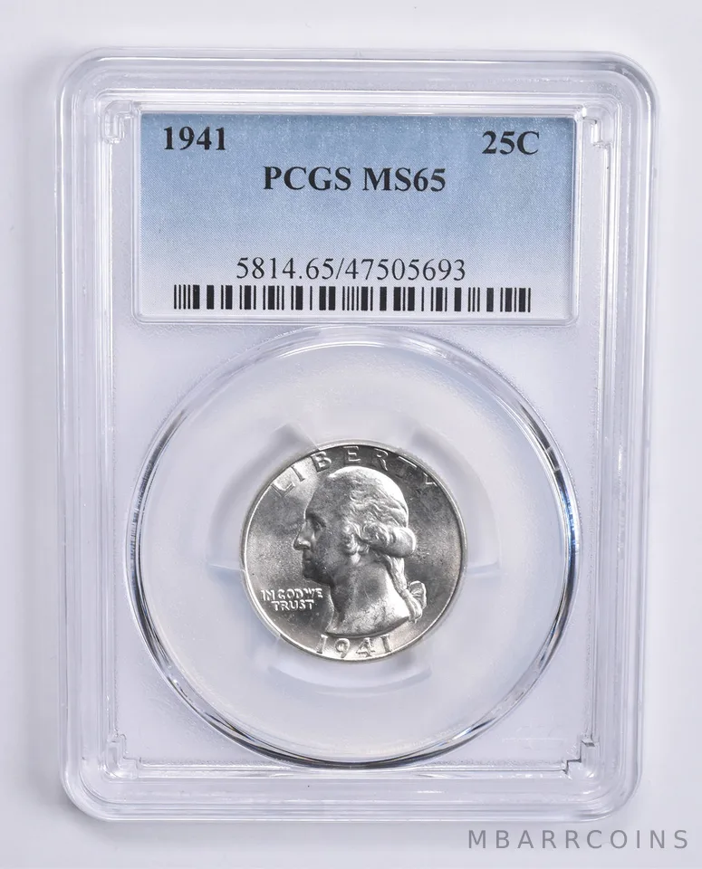 1941 Washington Quarter MS65 PCGS Blue Lbl