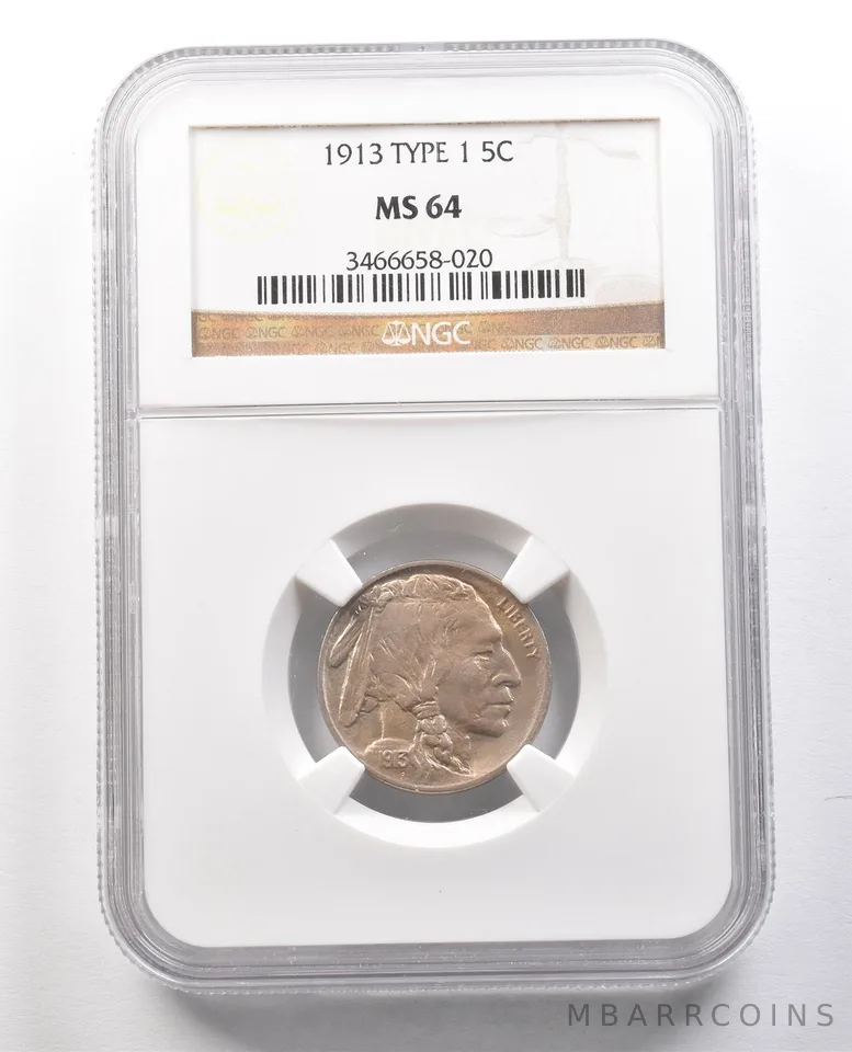 1913 Indian Head Buffalo Nickel Type 1 MS64 NGC *1246