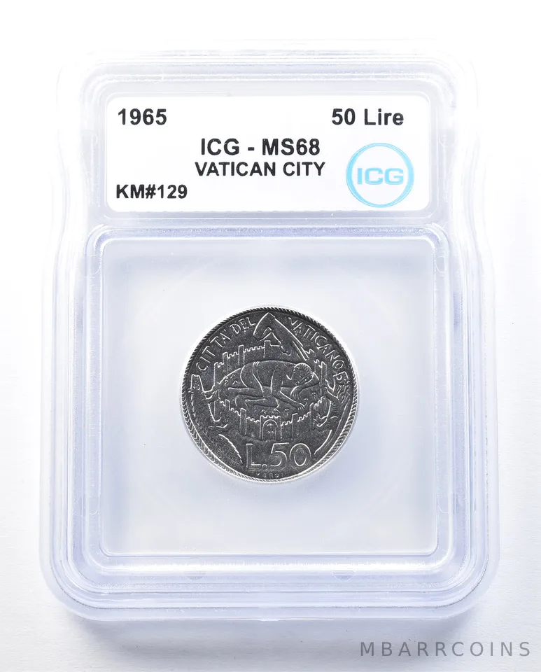 1965 Vatican City 50 Lire KM#129 MS68 ICG *8952