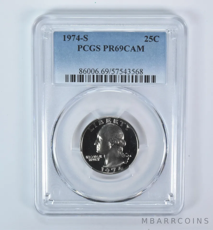 1974-S Washington Quarter PR69 CAM PCGS Blue Label