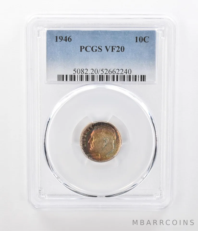 1946 Roosevelt Dime VF20 PCGS Beautiful Tone *1057