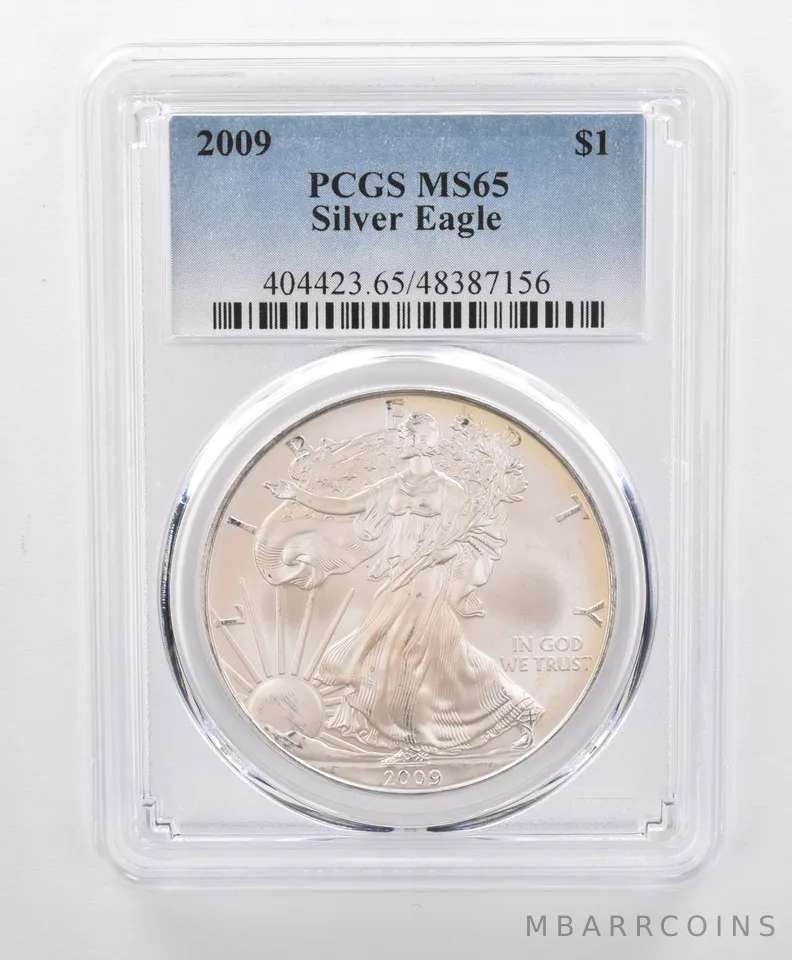 MS65 2009 American Silver Eagle PCGS Beautifully Toned Pink/Yellow Sheen a0187