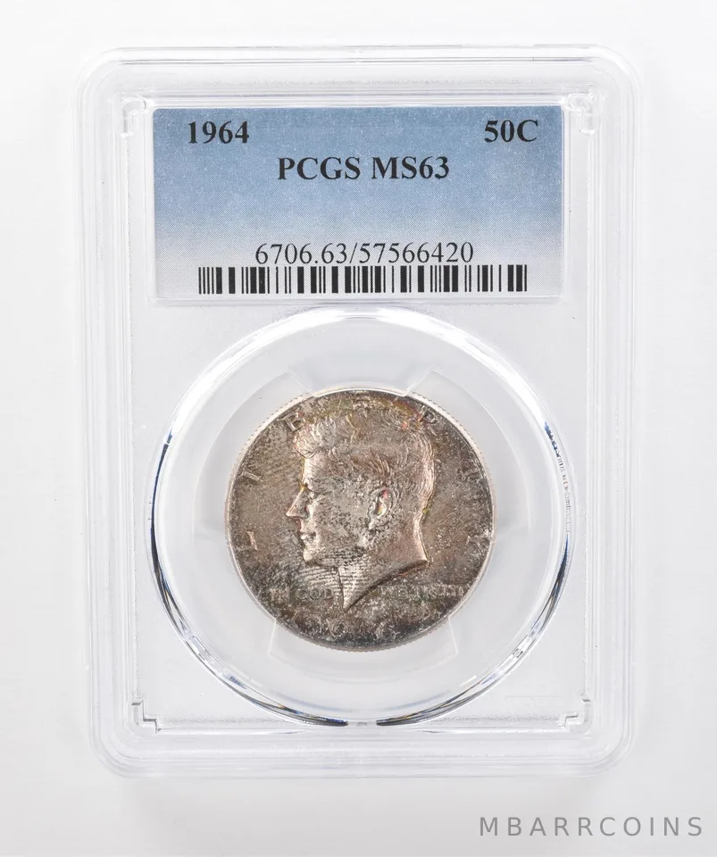 1964 Kennedy Half Dollar MS63 PCGS Beautiful Tone *1398