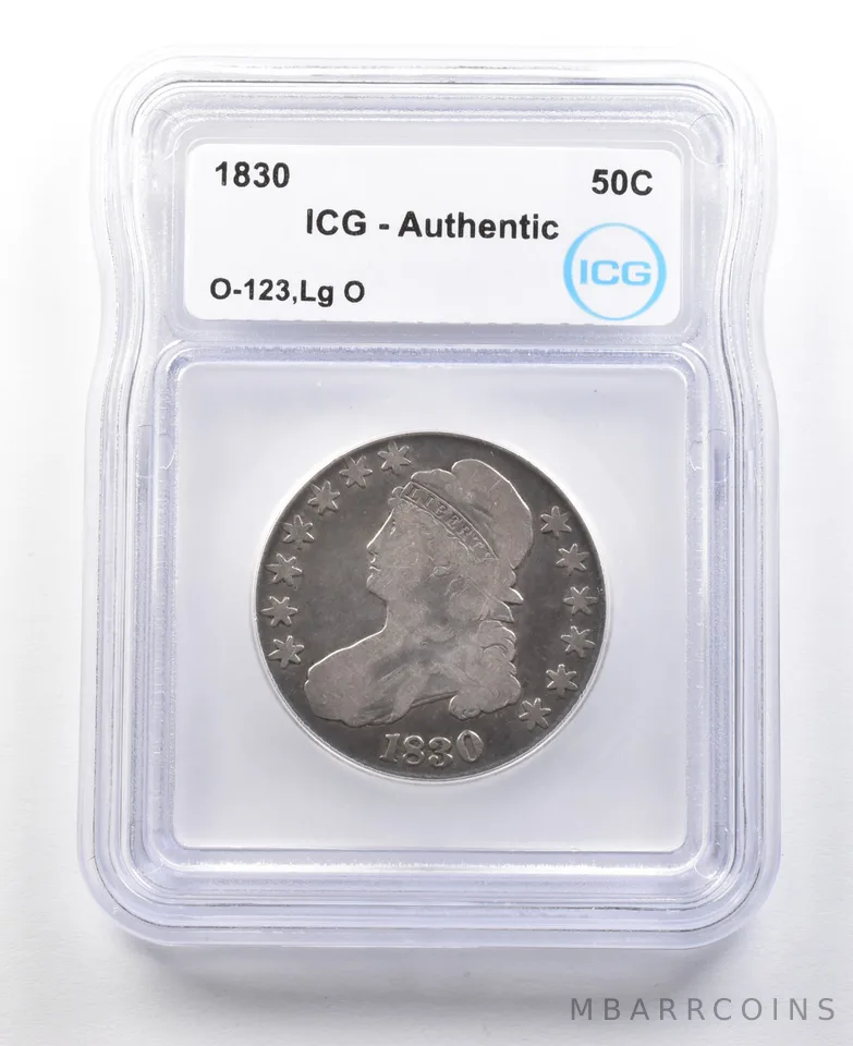 1830 Capped Bust Half Dollar O-123 Large O Authentic ICG *3060
