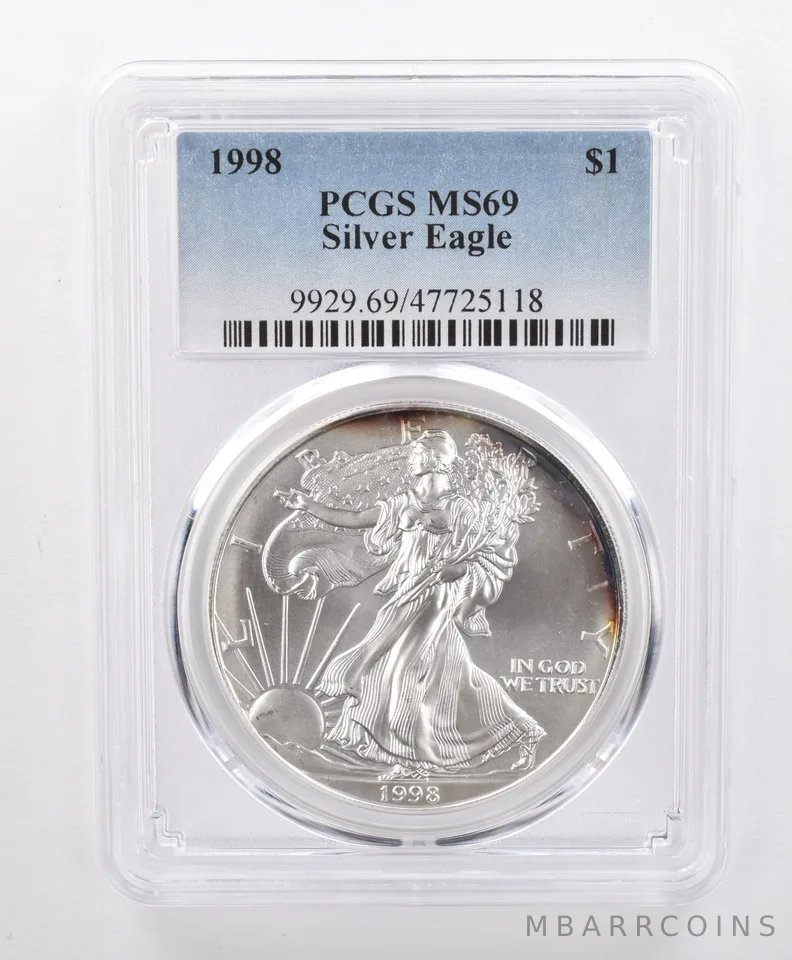 MS69 1998 American Silver Eagle PCGS Peripheral Toning *1662