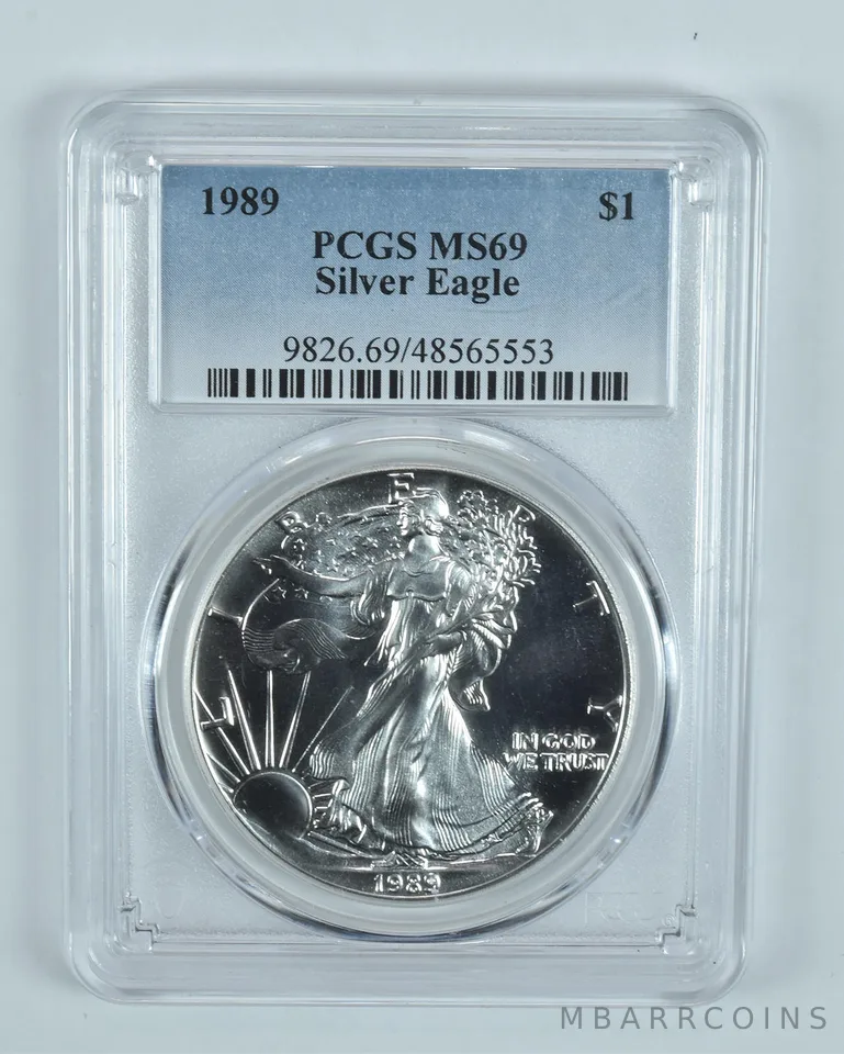 1989 American Silver Eagle 1 Oz MS69 PCGS Blue Label