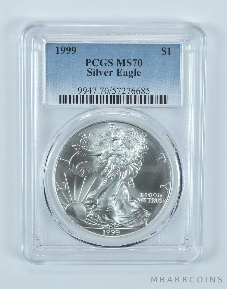 1999 American Silver Eagle MS70 PCGS Blue Label