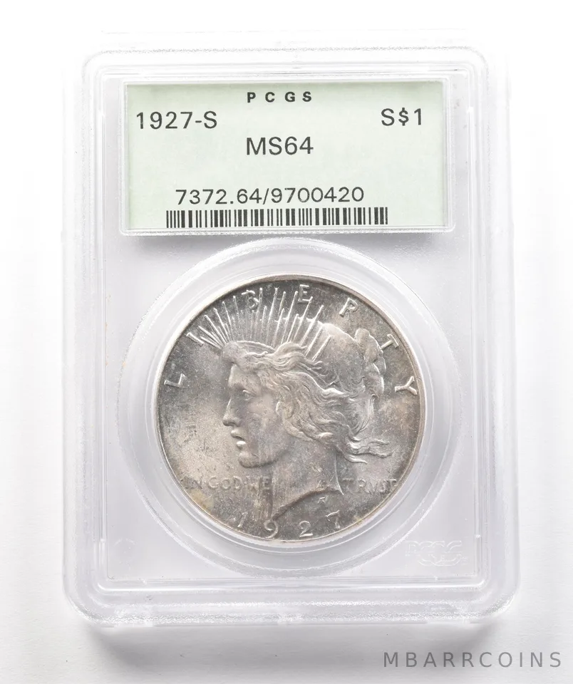 1927-S Peace Silver Dollar MS64 PCGS OGH Upgrade? PQ *4288