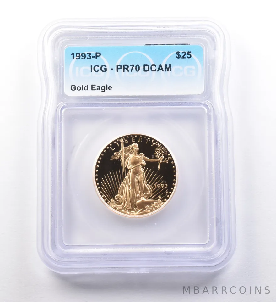 1993-P $25 American Gold Eagle 1/2 Oz Gold PR70 DCAM ICG
