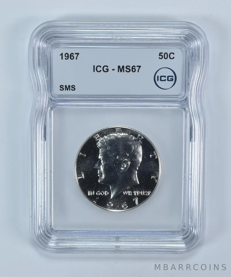 1967 Kennedy Half Dollar SMS MS67 ICG