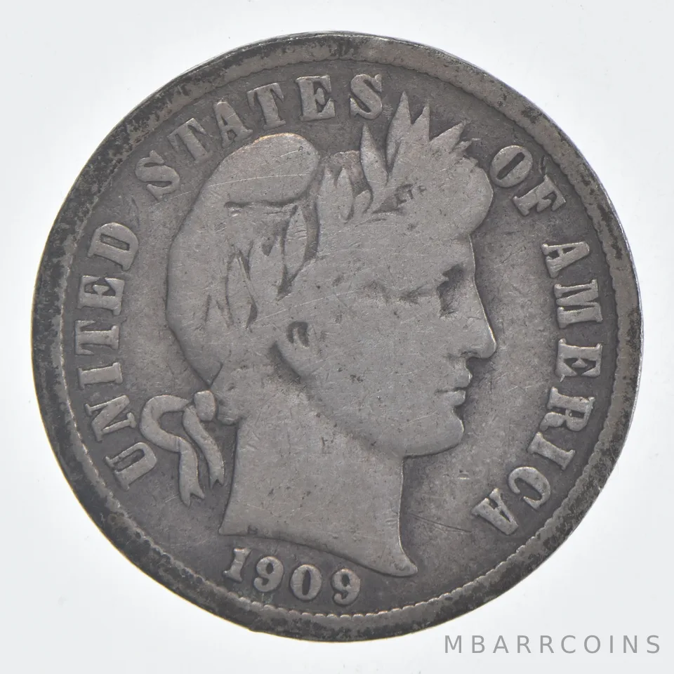 1909-S Barber Dime 90% Silver VG Condition