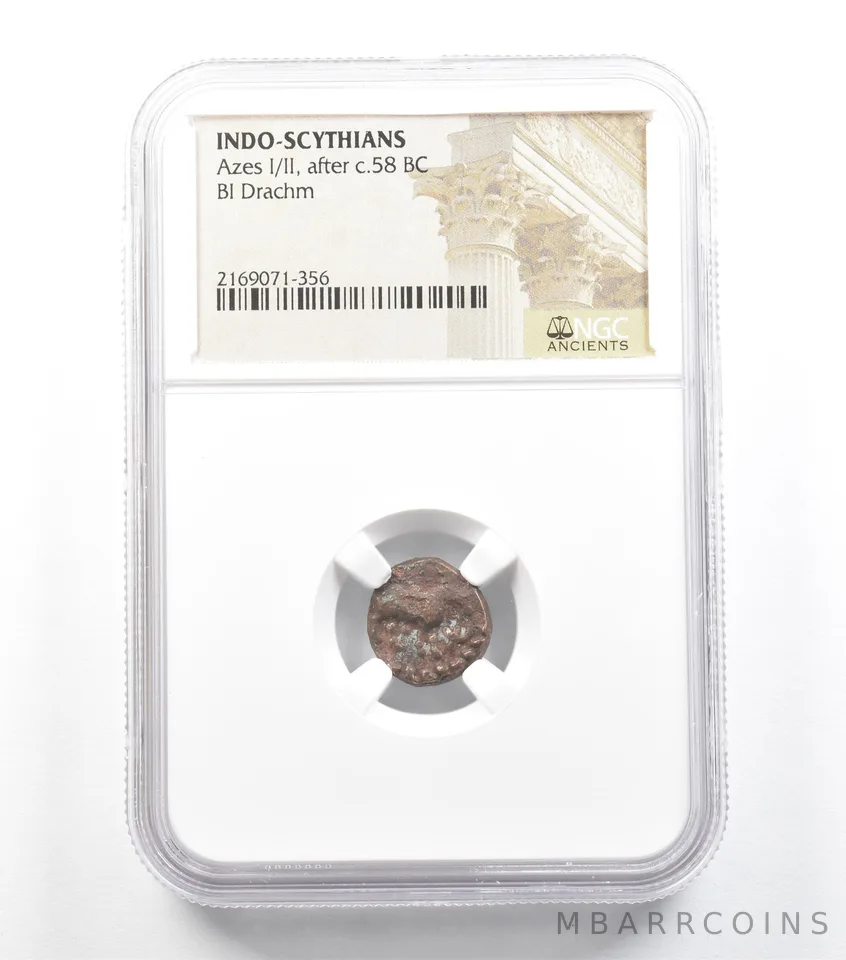 C. 58 BC Indo-Scythians Azes I/II BI Drachm NGC *5944