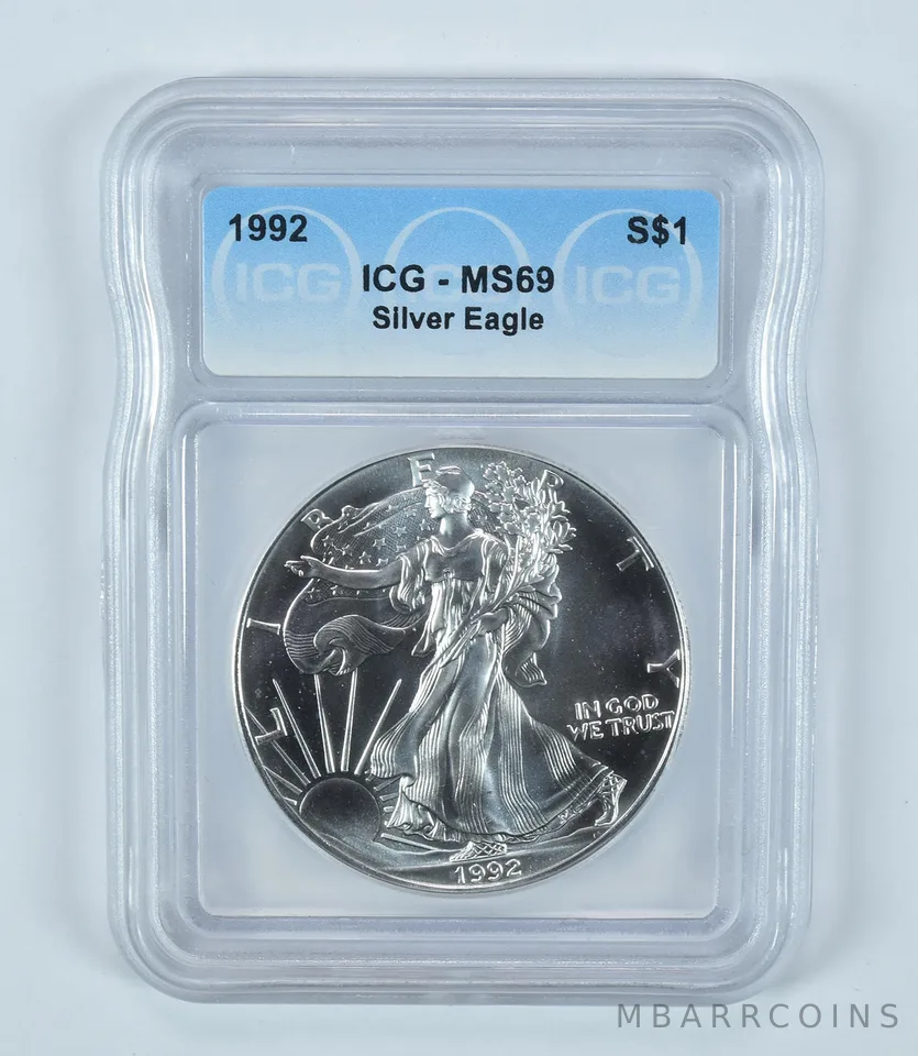 1992 American Silver Eagle MS69 ICG