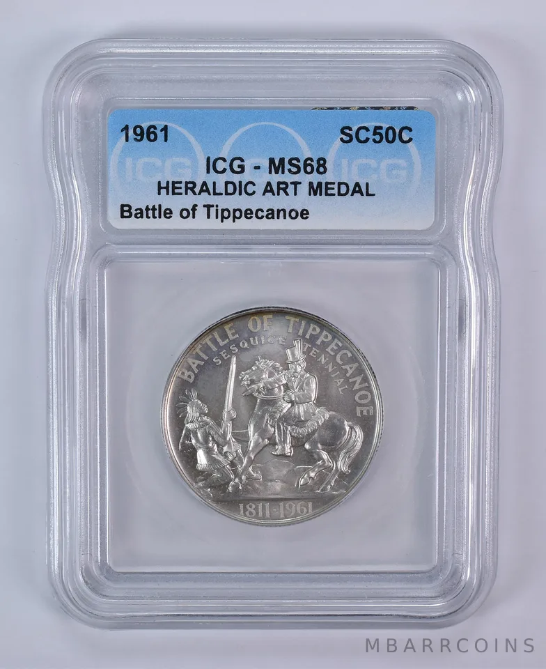 1961 So Called Half Dollar Battle of Tippecanoe MS68 ICG
