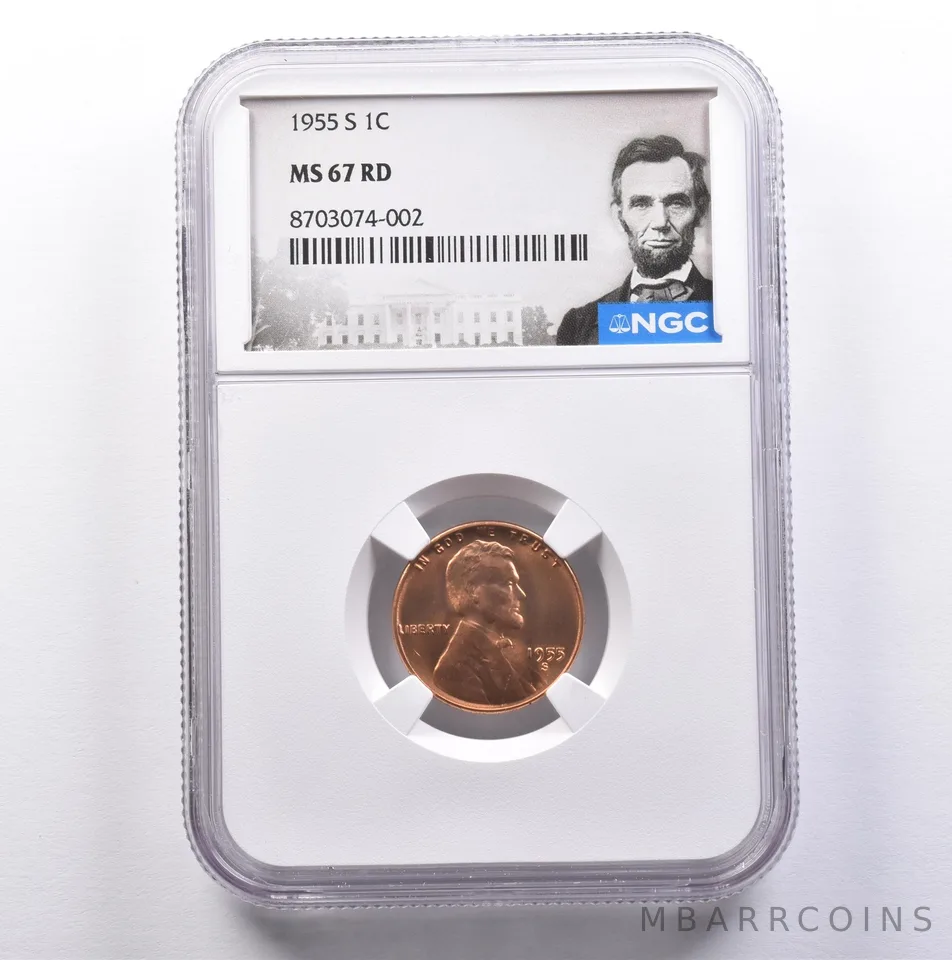 1955-S Lincoln Wheat Cent MS67 RD NGC *9138