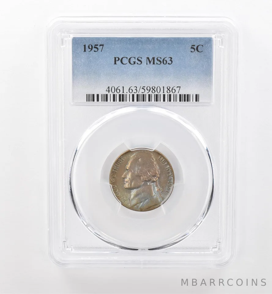 1957 Jefferson Nickel MS63 PCGS Beautiful Tone *1789