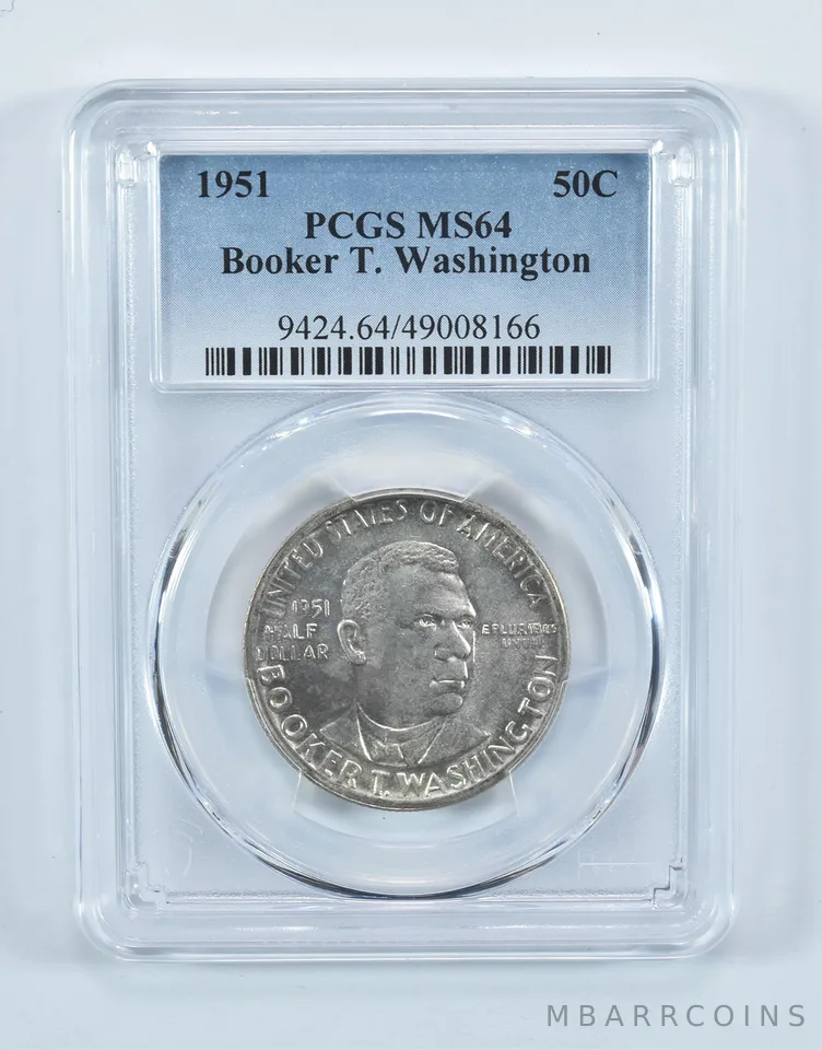 1951 Booker T Washington Commemorative Half Dollar MS64 PCGS Blue Label
