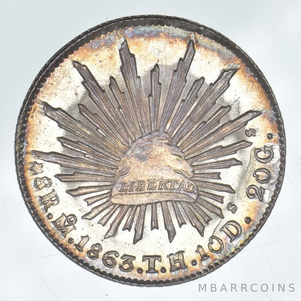 1863 Mo TH Mexico 8 Reales Beautiful Tone a8049