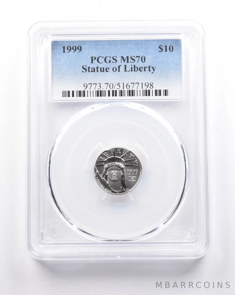1999 $10 American Platinum Eagle 1/10 Oz Platinum MS70 PCGS