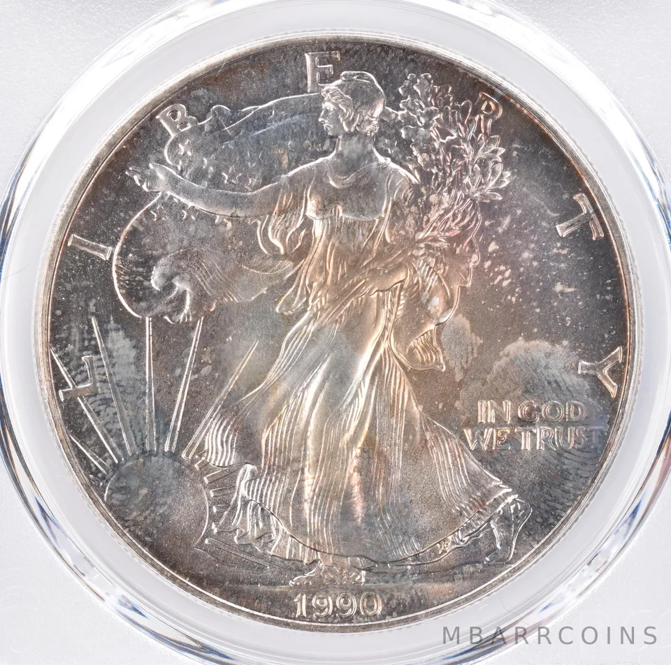 1990 American Silver Eagle MS67 PCGS Beautiful Tone *1331