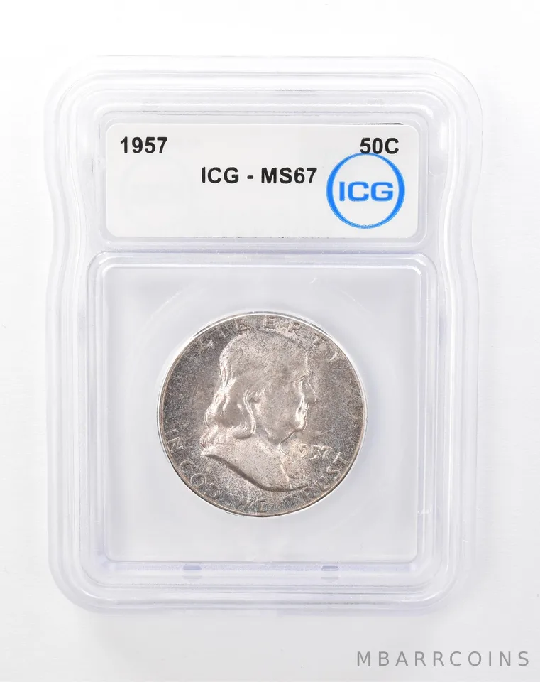 1957 Franklin Half Dollar MS67 ICG Beautiful Tone a6735