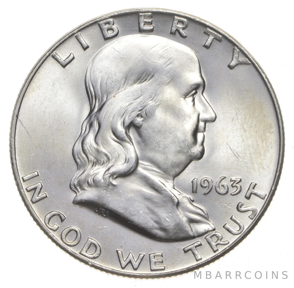 Choice Unc 1963-D Franklin Half Dollar Gem BU From Original Roll
