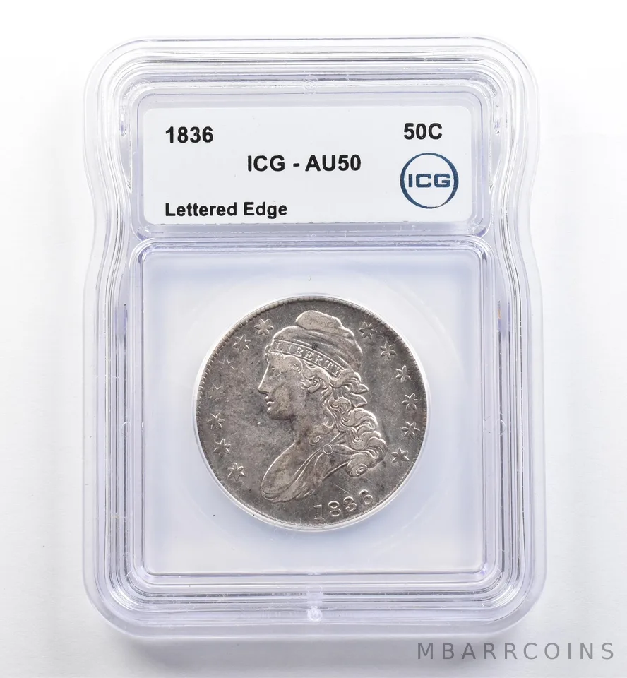 1836 Capped Bust Half Dollar Lettered Edge AU50 ICG *0124