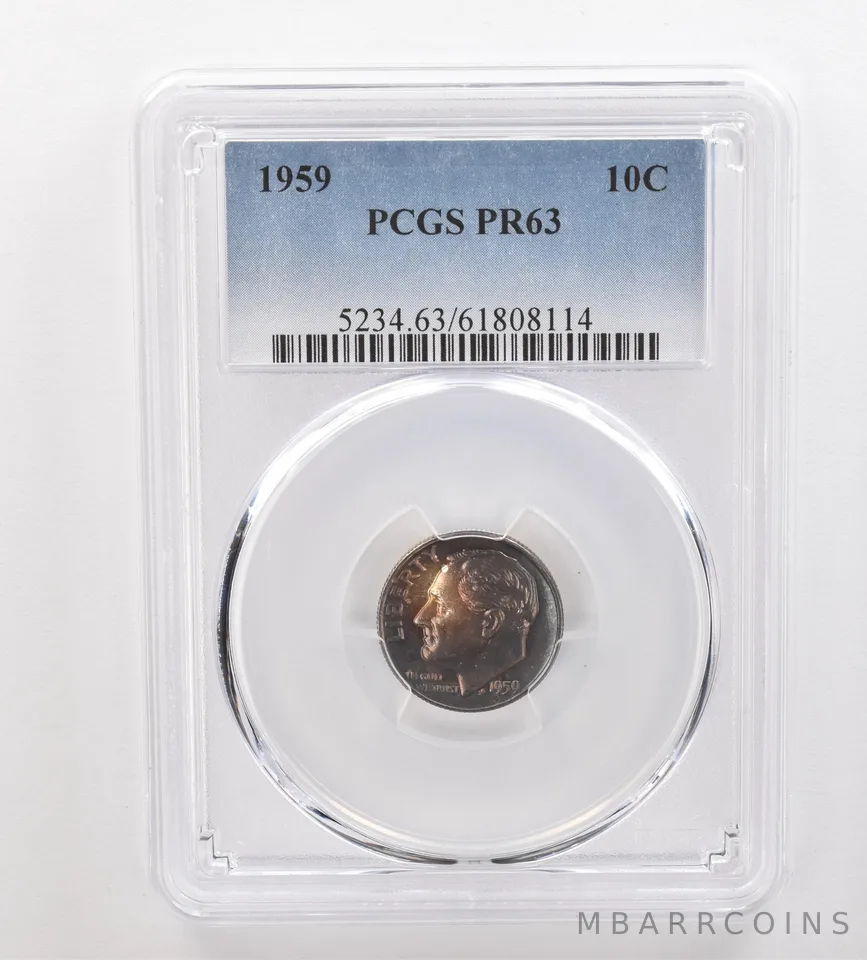 1959 Roosevelt Dime PR63 PCGS Beautiful Tone *3328