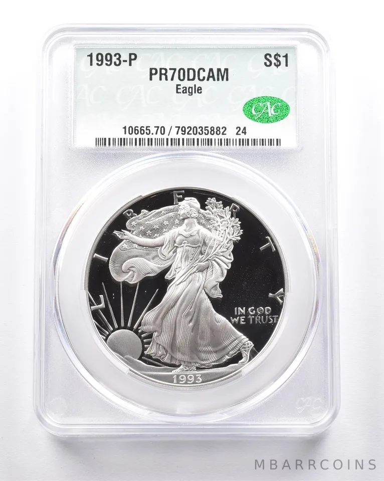 PR70 DCAM 1993-P American Silver Eagle CAC CACG *6269
